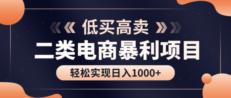 暴利的二类电商赚钱项目，利用信息差轻松日赚1000+【视频课程】
