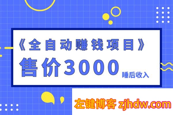 佐道副业特训营4：售价3000的全自动赚钱项目，打造睡后收入