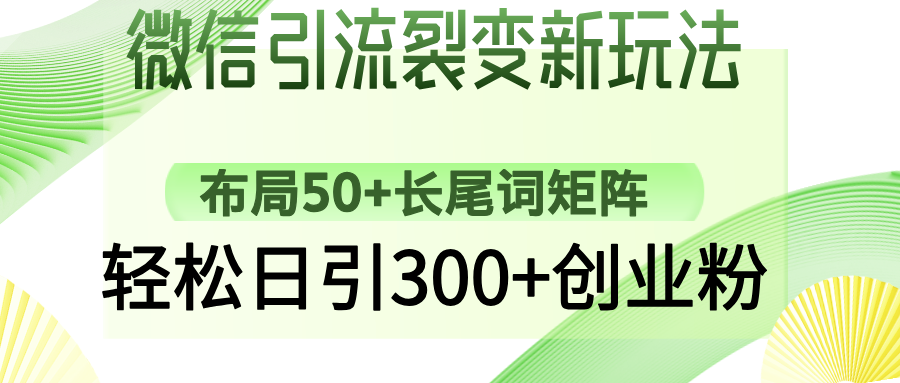 （14451期）微信引流裂变新玩法：布局50+长尾词矩阵，轻松日引300+创业粉bbb-97网赚