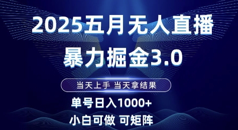 2025五月无人直播暴力掘金3.0，当天上手，当天拿结果，单号日入1k+小白可做可矩阵【揭秘】 &#8211; 左键博客