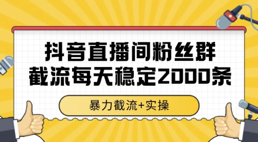 抖音直播间粉丝群暴力截流，一台电脑每天稳定2000条数据，暴力截流+实操 【揭秘】 &#8211; 左键博客