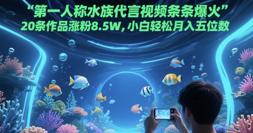 第一人称水族代言视频条条爆火，20条作品涨粉8.5W，小白轻松月入五位数 &#8211; 左键博客