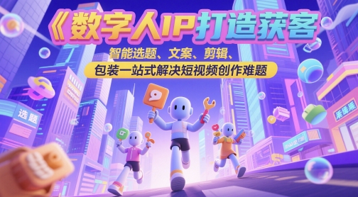 数字人IP打造获客变现实操课，智能选题、文案、剪辑、包装一站式解决短视频创作难题 &#8211; 左键博客