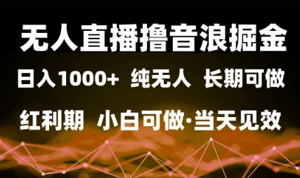 无人直播撸音浪掘金，日入1k+，纯无人红利期，小白可做，当天见效【揭秘】 &#8211; 左键博客