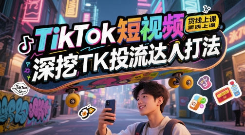 TikTok短视频带货线上课，深挖TK投流达人打法 &#8211; 左键博客