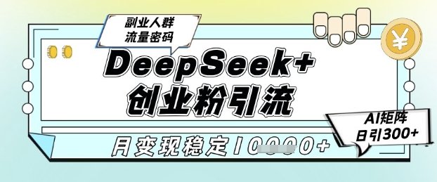 DeepSeek+创业粉精准引流,全新分享课4.0玩法,AI矩阵日引300+,多种变现方式,稳定月入1W – 左键博客