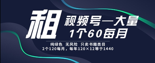 租视频号，一个60每月，2个120.纯绿色、无风险，常年租【揭秘】 &#8211; 左键博客