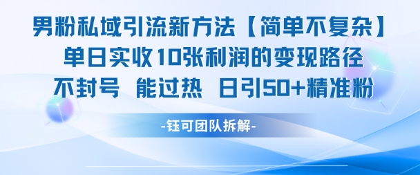 男粉私域引流新方法，单日收10张利润，日引流50+精准粉 &#8211; 左键博客