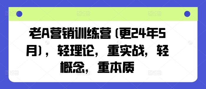 老A营销训练营(更25年6月)，轻理论，重实战，轻概念，重本质 &#8211; 左键博客