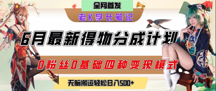 6月份最新得物创作者分成计划2.0玩法，0粉丝0基础四种模式变现，从隐蔽渠道无脑搬运，日入2张 &#8211; 左键博客