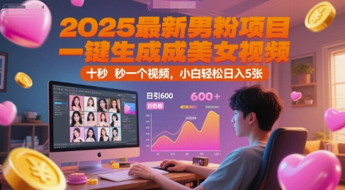 2025最新男粉项目，一键生成美女视频，日引600+色粉 十秒一个视频，小白轻松日入5张【揭秘】 &#8211; 左键博客