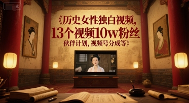 历史女性独白视频，13个视频10w粉丝，伙伴计划，视频号分成等 &#8211; 左键博客