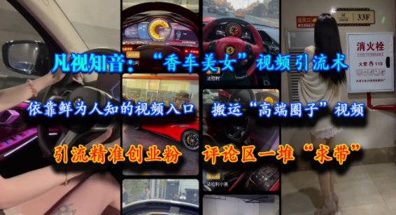 凡视知音：“香车美女”视频引流术，依靠鲜为人知的视频入口，搬运“高端圈子”视频，引流精准创业粉，评论区一堆“求带” &#8211; 左键博客