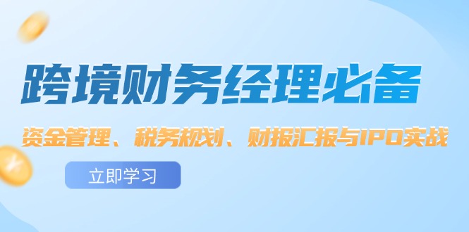 （12323期）跨境 财务经理必备：资金管理、税务规划、财报汇报与IPO实战-左键博客