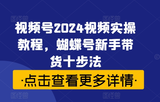 视频号2024视频实操教程，蝴蝶号新手带货十步法-左键博客