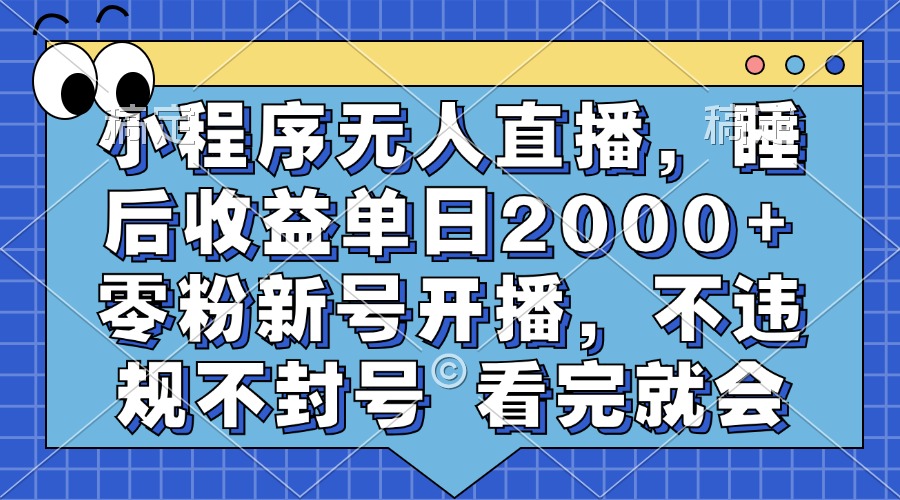 （13251期）小程序无人直播，睡后收益单日2000+ 零粉新号开播，不违规不封号 看完就会-左键博客
