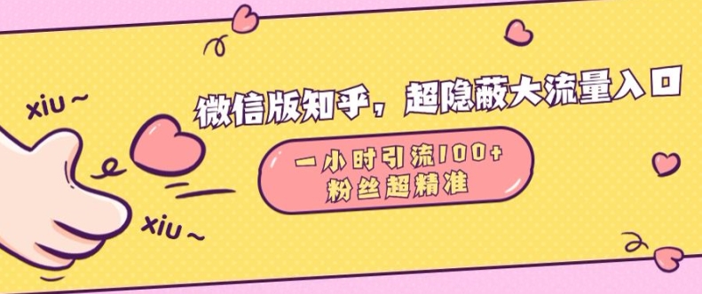 微信版知乎，超隐蔽流量入口1小时引流100人，粉丝质量超高-左键博客
