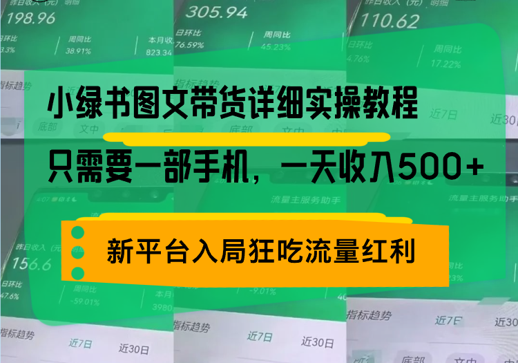 （13509期）小绿书图文带货详细实操教程，只需要一部手机，一天收入500+，轻松变现-左键博客